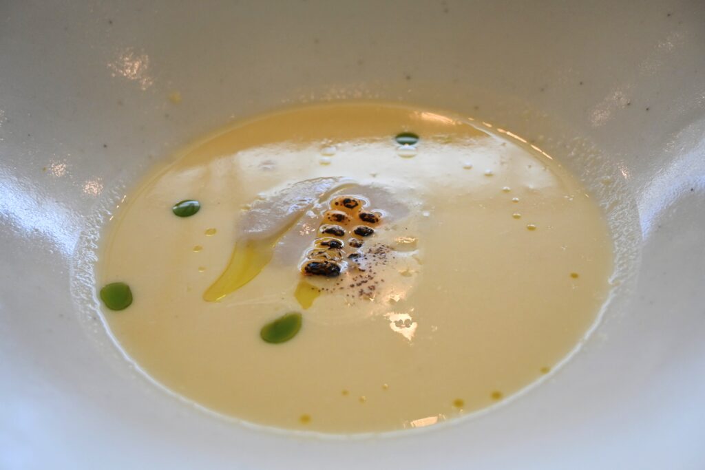 Soupe de maïs et d’oignon primeur